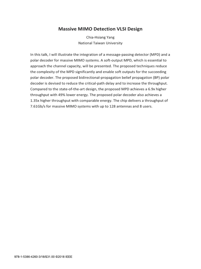 Massive MIMO VLSI Design Techniques | PDF