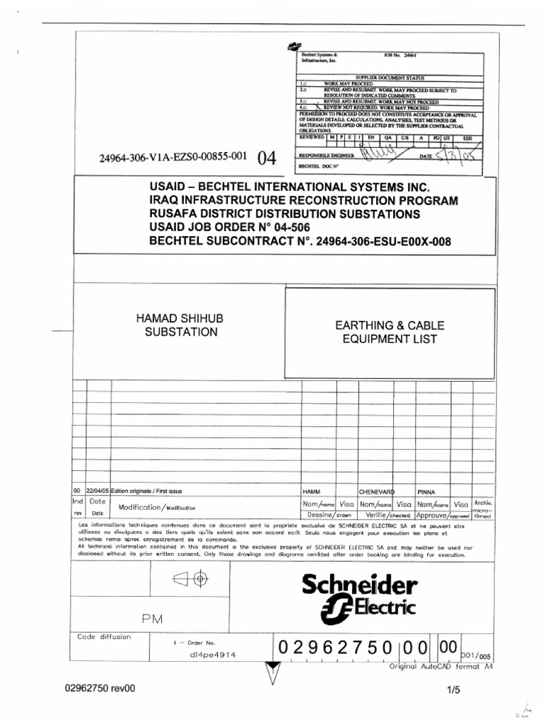 Rev00 - Code4 - Earthing & Cable Equipment List HAMAD | PDF