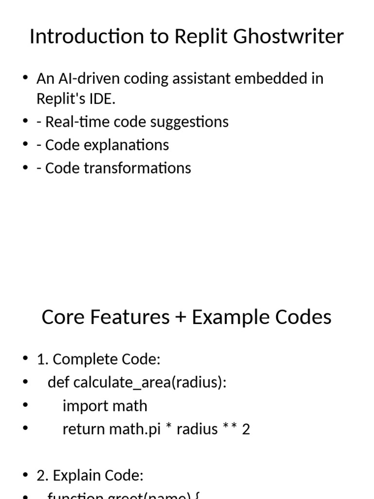Replit Ghostwriter: AI Coding Assistant | PDF