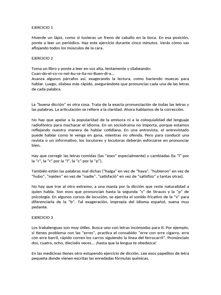 Ejercicios de Voz | PDF