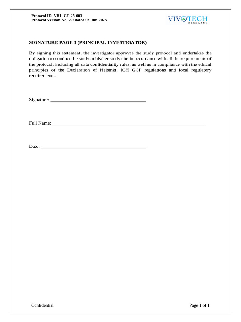 Protocol Signature Page - VRL CT 25 001 | PDF