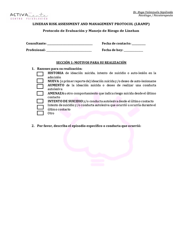 Protocolo LRAMP de Manejo de Riesgo Suicida | PDF | Suicidio | Autolesiones