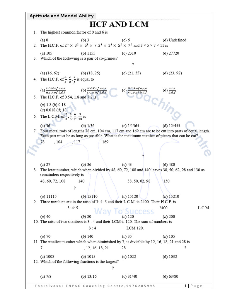 HCF & LCM | PDF