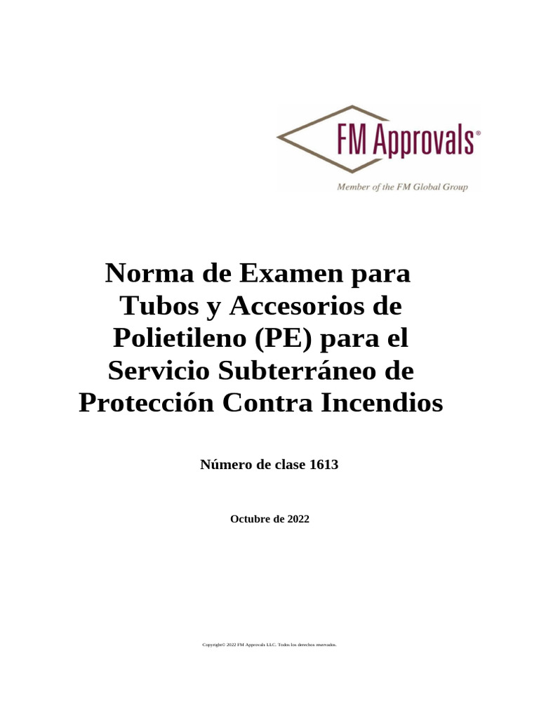 Norma FM 1613 para Tubos PE Incendios | PDF | Tubería (transporte de ...