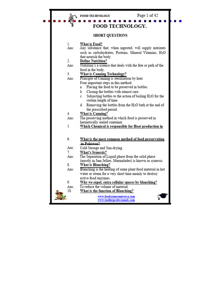 FST MCQS 5 With Answers Key-1 | PDF | Chromatography | Fermentation