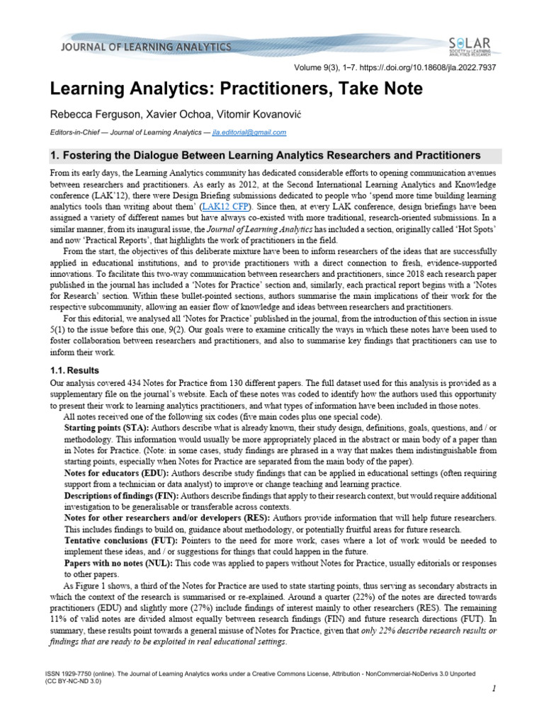 Learning Analytics: Insights for Practitioners | PDF | Creative Commons ...