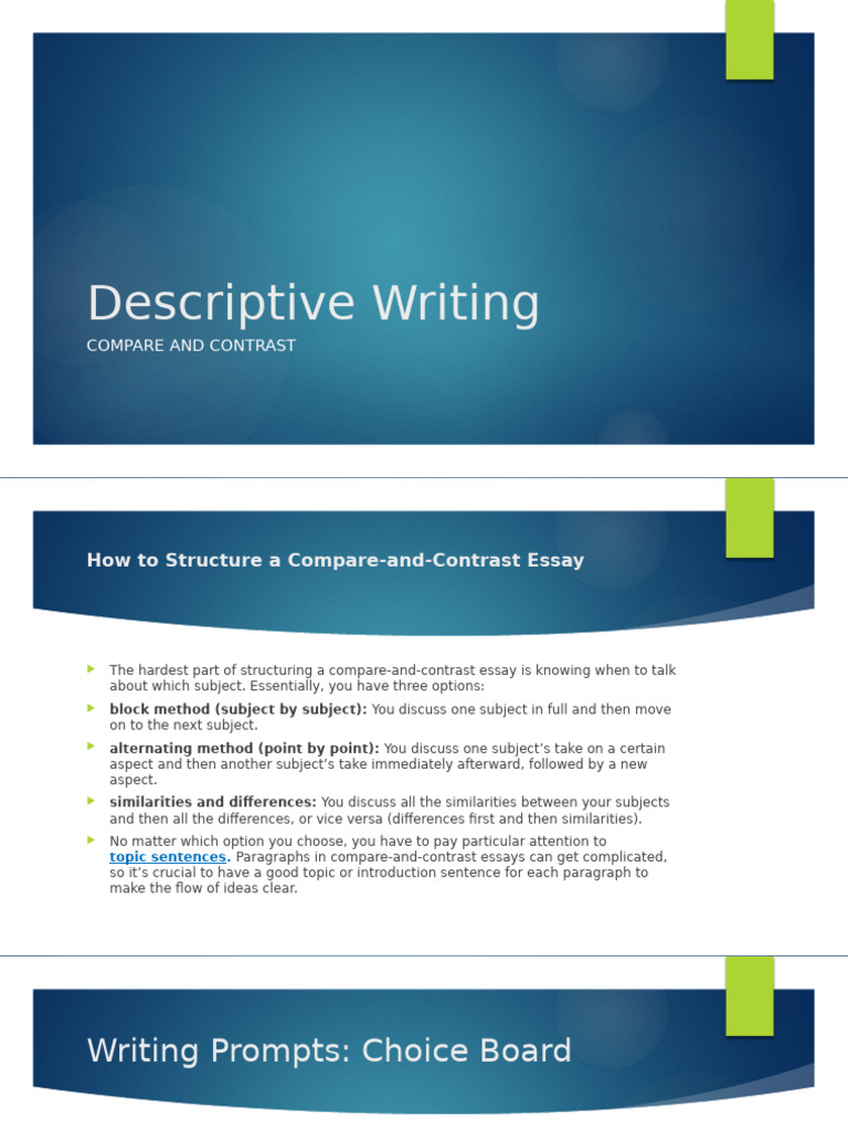 Compare and Contrast Essay Structure Guide | PDF