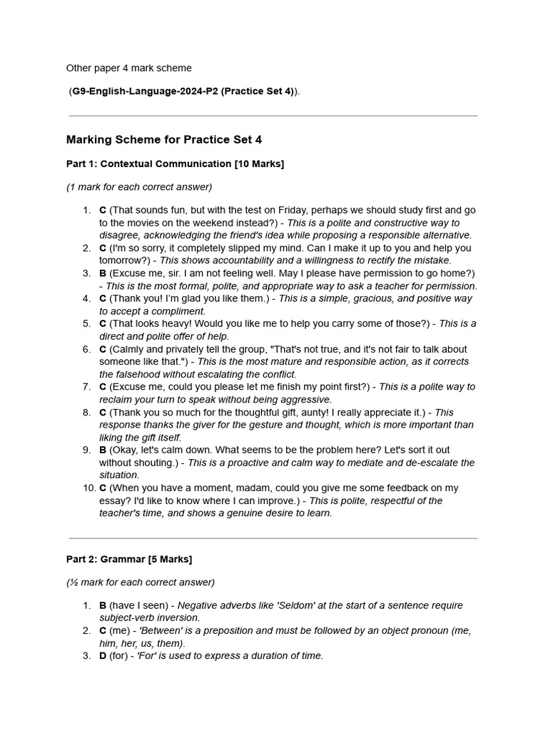 Other Paper 4 Mark Scheme | PDF | Verb | Semantic Units
