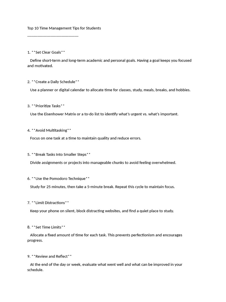 Top 10 Time Management Tips | PDF