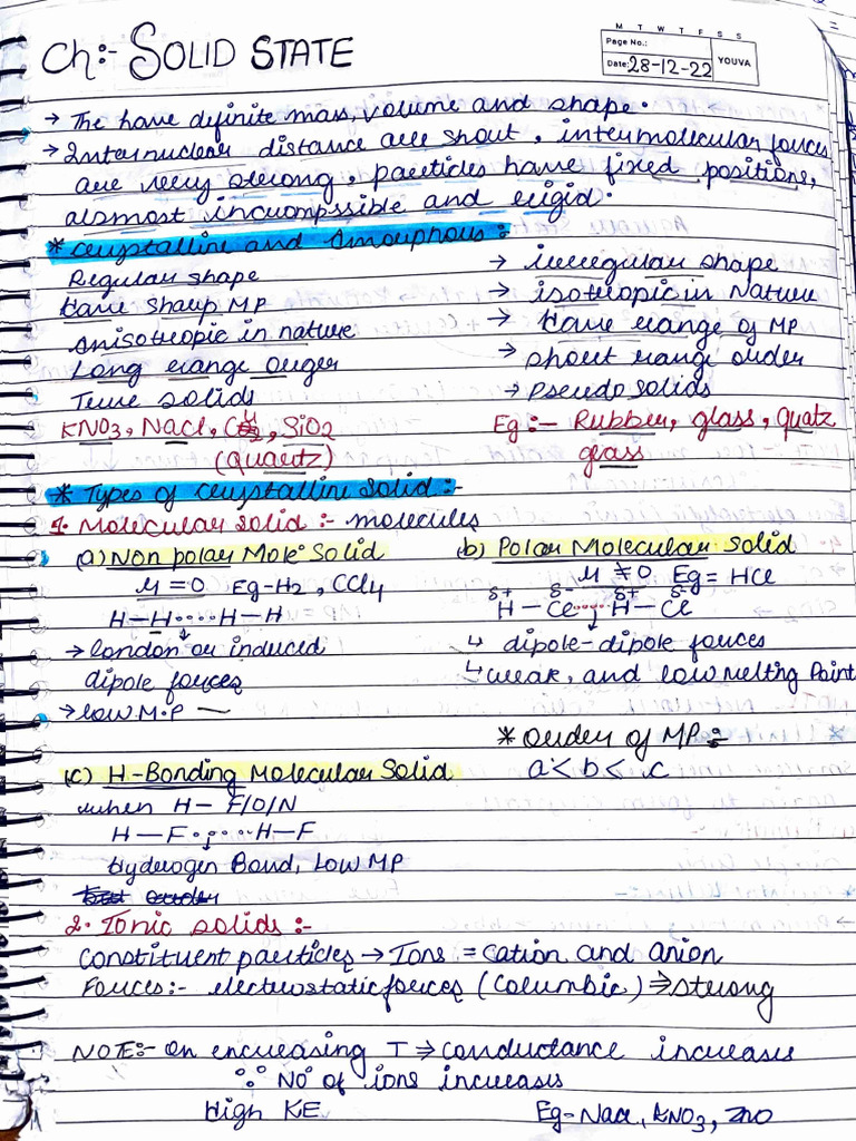 Solid State 12th Class 1st Chapter - 250702 - 001231 | PDF