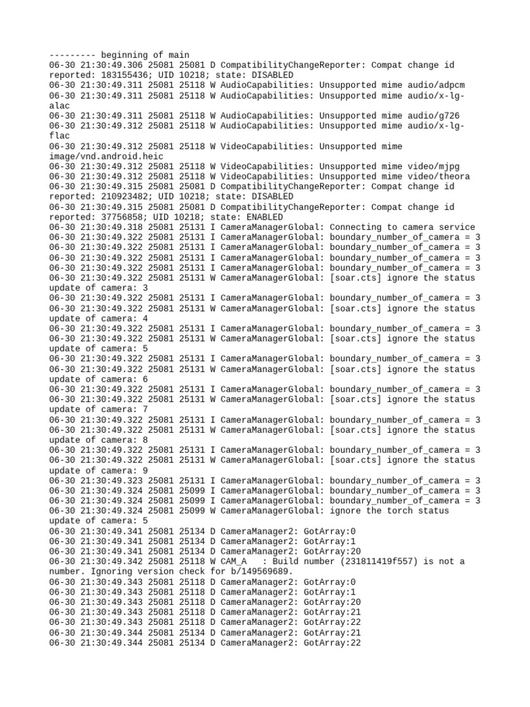 Camera and Audio Compatibility Logs | PDF | Computing