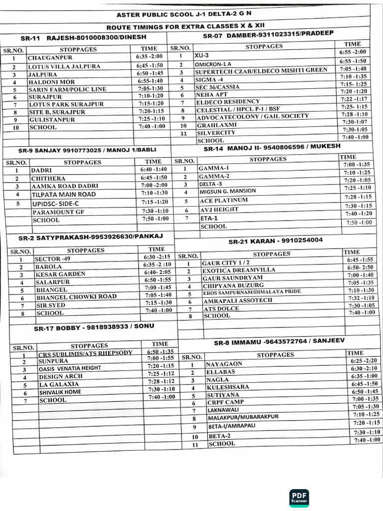Extra Class Route Timing From 26 May 2025 | PDF