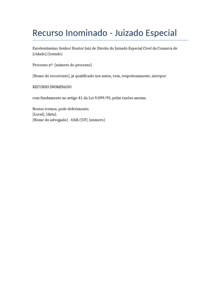 Recurso Inominado - Juizado Especial | PDF