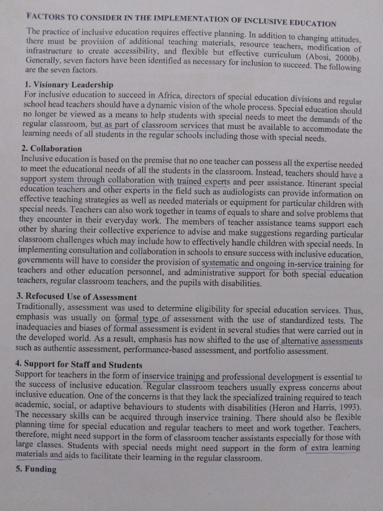 Key Factors for Successful Inclusive Education | PDF | Inclusion ...