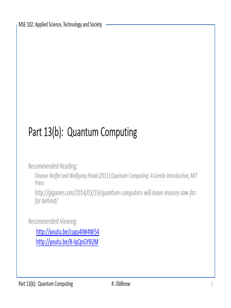 MSE 102 Part 13b - Quantum Computing - 1738390874 | PDF | Quantum ...