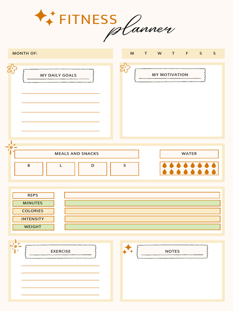 Colorful and Modern Fitness Planner Sheet | PDF