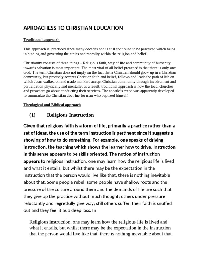 Approaches to Christian Education Explained | PDF | Faith | Eucharist