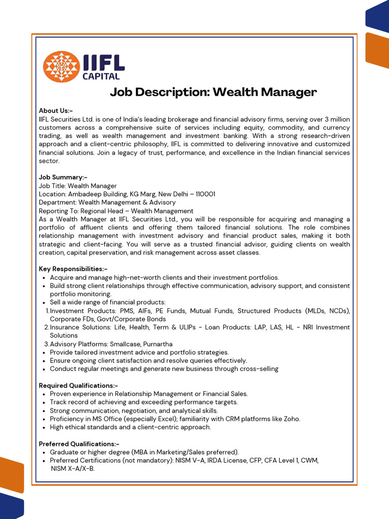 Job Description (2) - 3-2-2-1 | PDF | Wealth Management | Investing