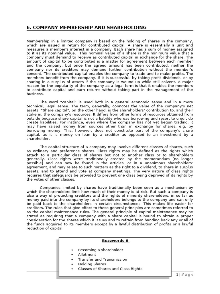 Understanding Company Membership and Shares | PDF | Lien | Equity (Finance)