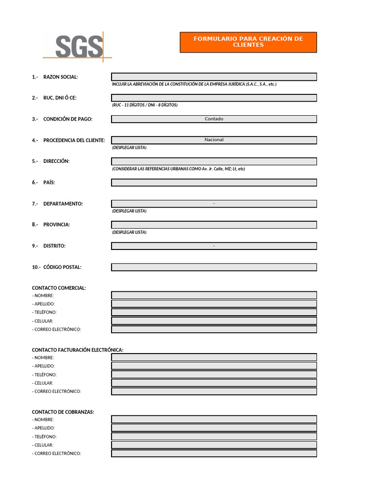 Formulario de Cliente Nuevo | PDF