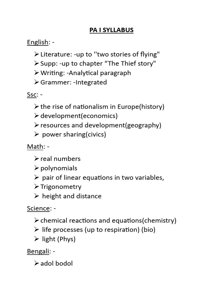 Pa I Syllabus | PDF