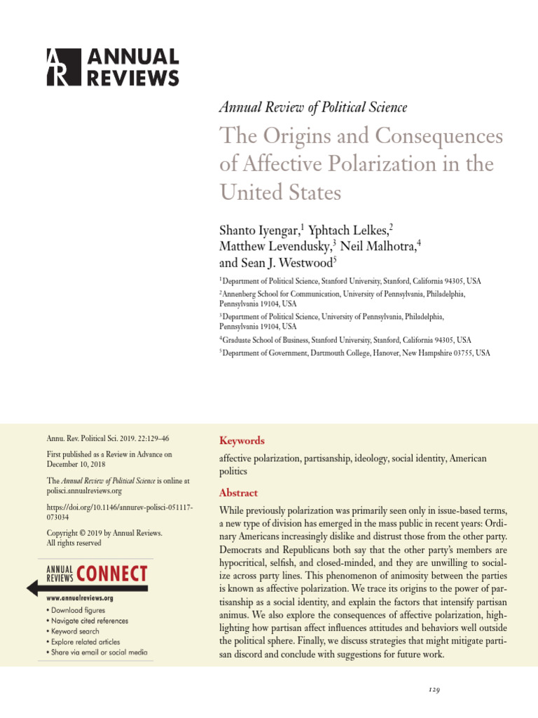 Affective Polarization in U.S. Politics | PDF | Bias | Social Psychology