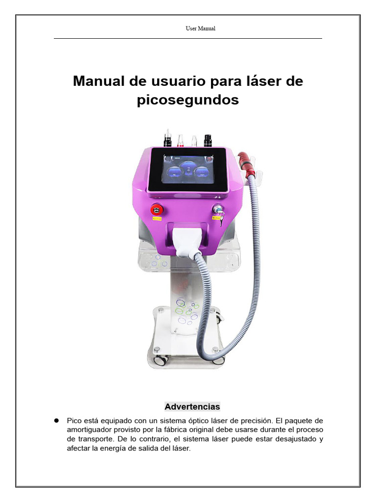 Manual de Usuario para Pico Portable | PDF | Fuente de alimentación | Láser