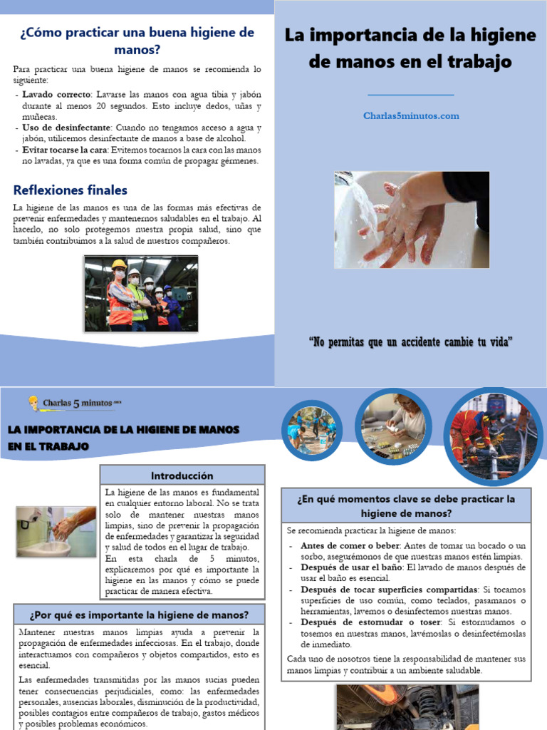 Higiene de Manos en el Trabajo: Claves | PDF | Lavado de manos | Higiene