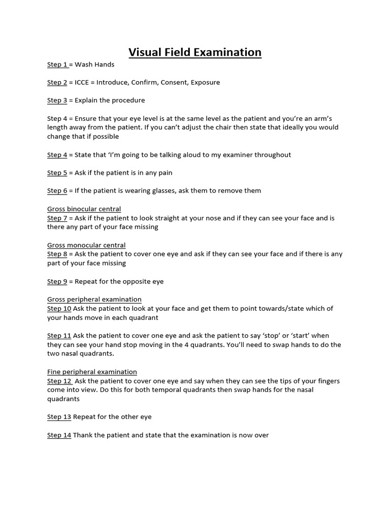 Visual Field Examination | PDF