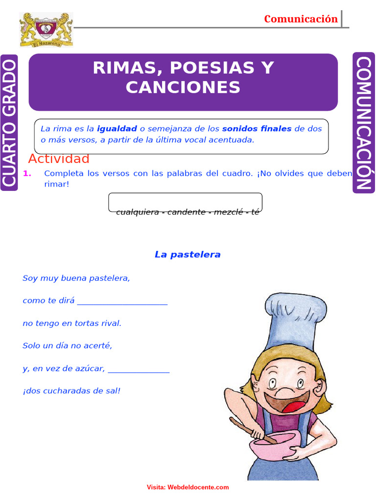 Poemas Rítmicos para Cuarto Grado | PDF | Alimentos | Cocina