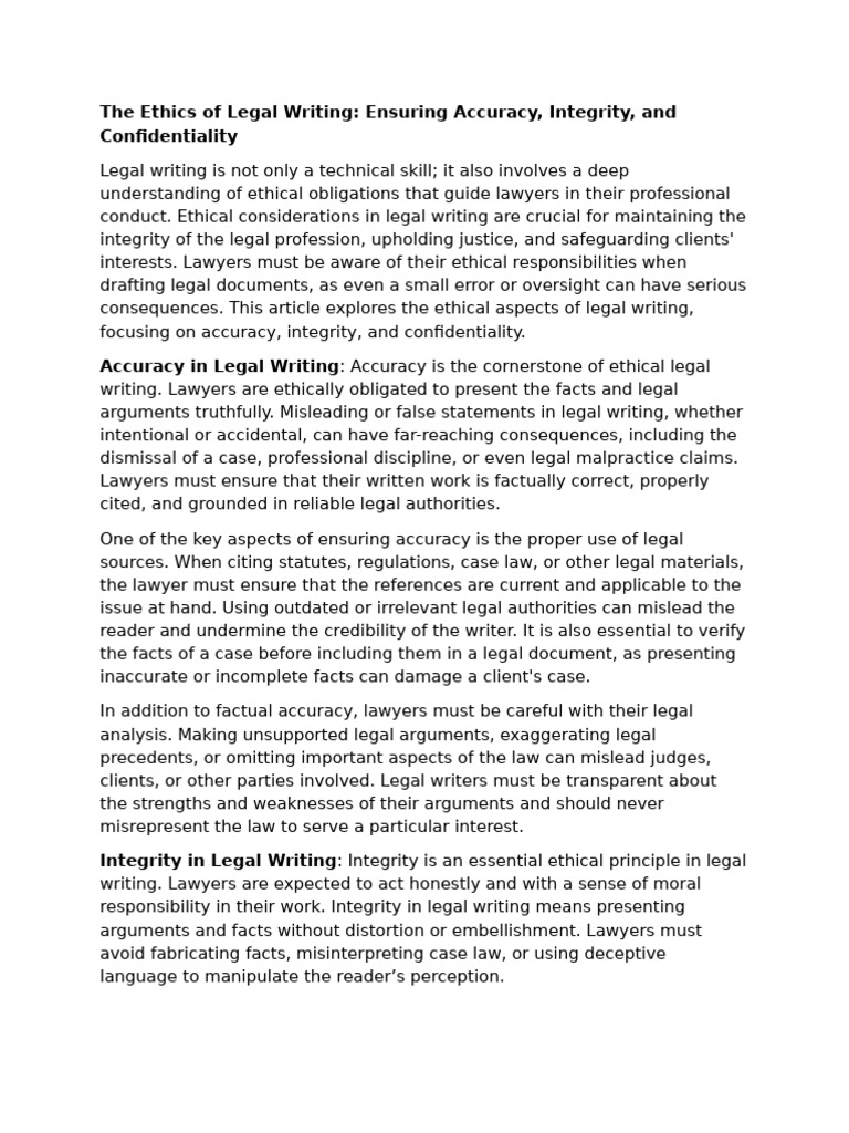 Ethics in Legal Writing: Accuracy & Integrity | PDF | Lawyer ...