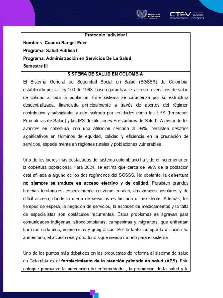 Desafíos del Sistema de Salud en Colombia | PDF | Politica social