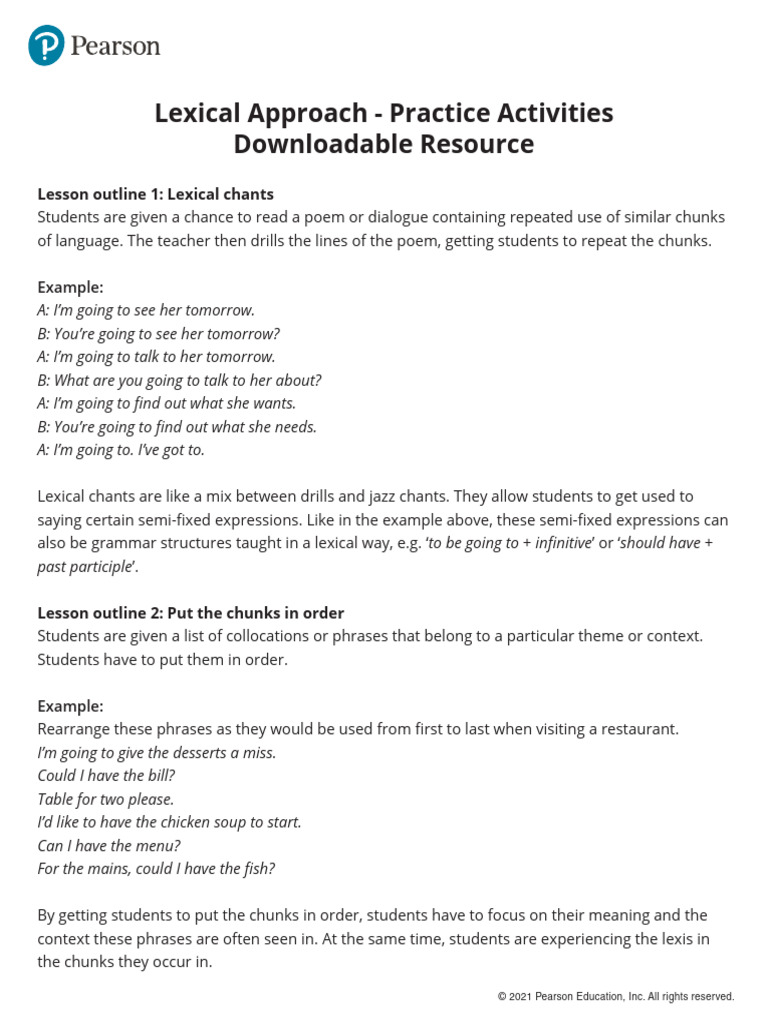 Lexical Approach Practice Activities | PDF | Word | Language Mechanics