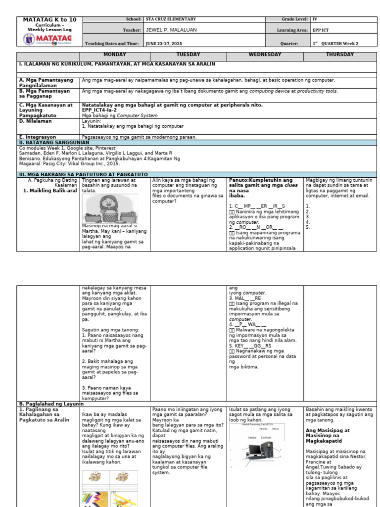 DLL - Epp Ict 4 - q1 w2 Final Jewel | PDF