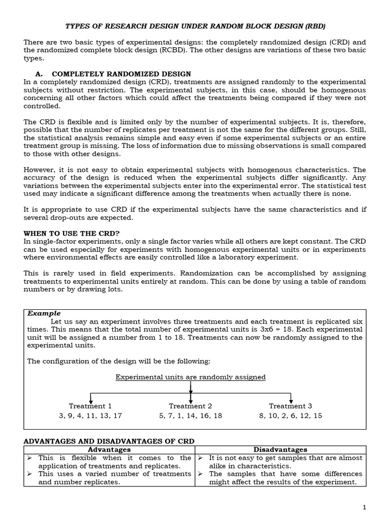 CRD vs RCBD: Key Differences Explained | PDF | Experiment | Design Of ...