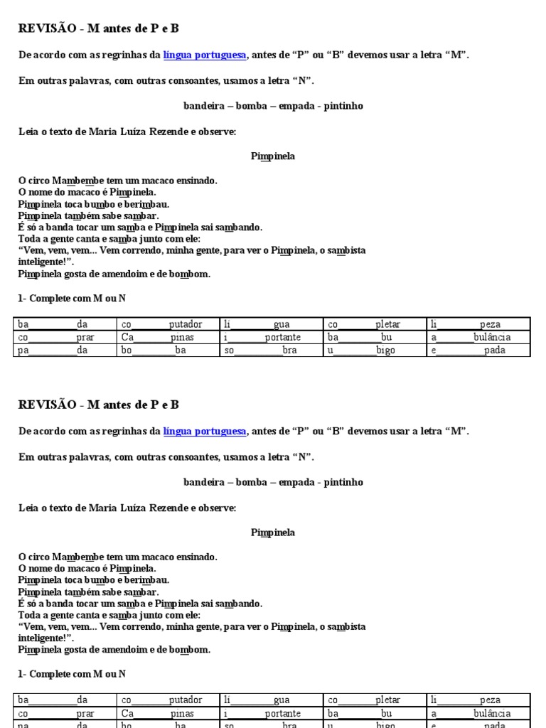 Palavras Com N Antes De Outras Consoantes