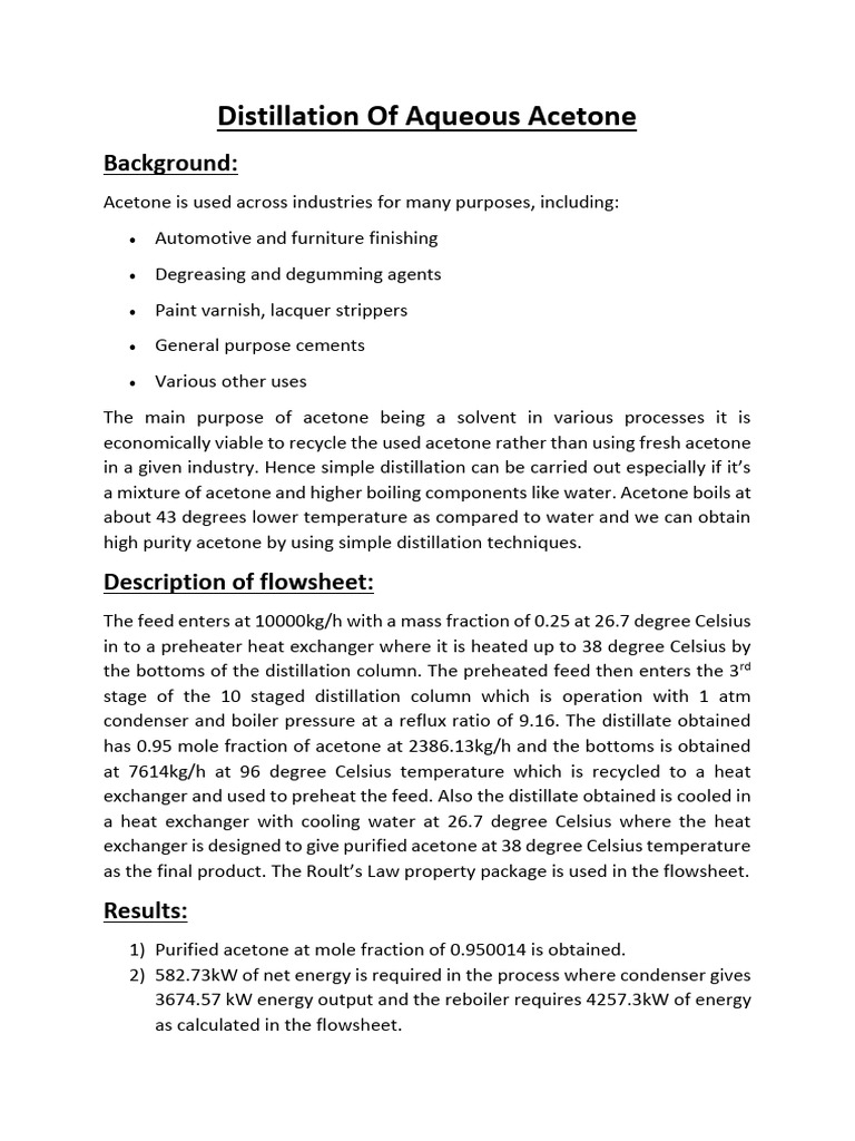 Distillation of Aq Acetone | PDF | Distillation | Scientific Phenomena