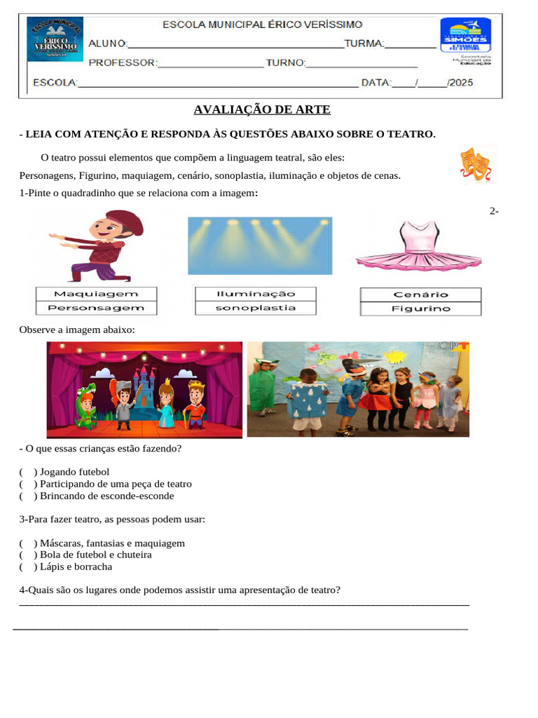 Atividades de Arte: Teatro para Crianças | PDF