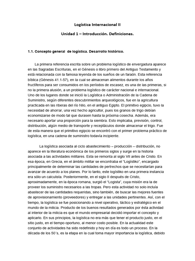 Unidad 1 | PDF | Gestión de la cadena de suministro | Logística