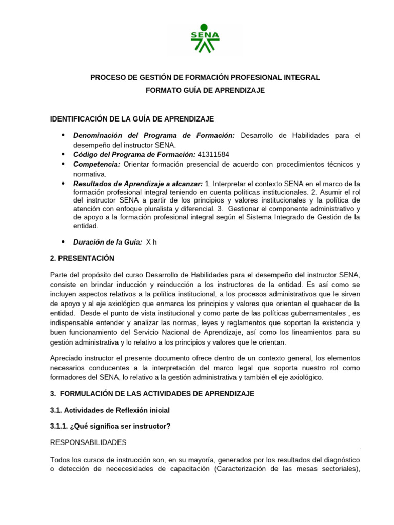 Guía de Aprendizaje para Instructores SENA | PDF | Aprendizaje ...