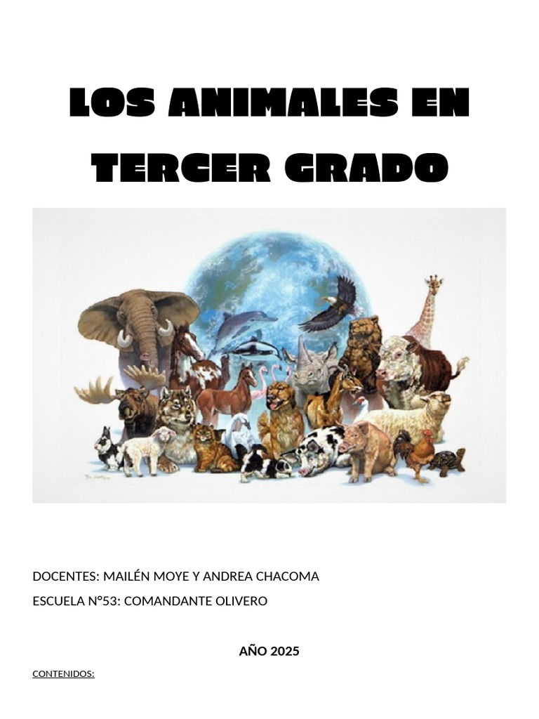 Los Animales en Tercer Grado | PDF | Diente | Caza
