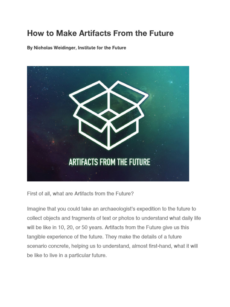 Creating Future Artifacts: A Guide | PDF | Artificial Intelligence ...