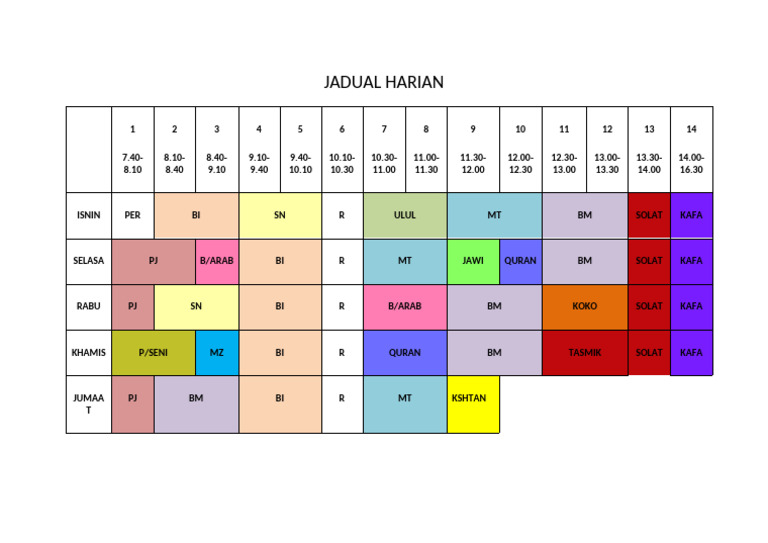 Jadual Harian | PDF