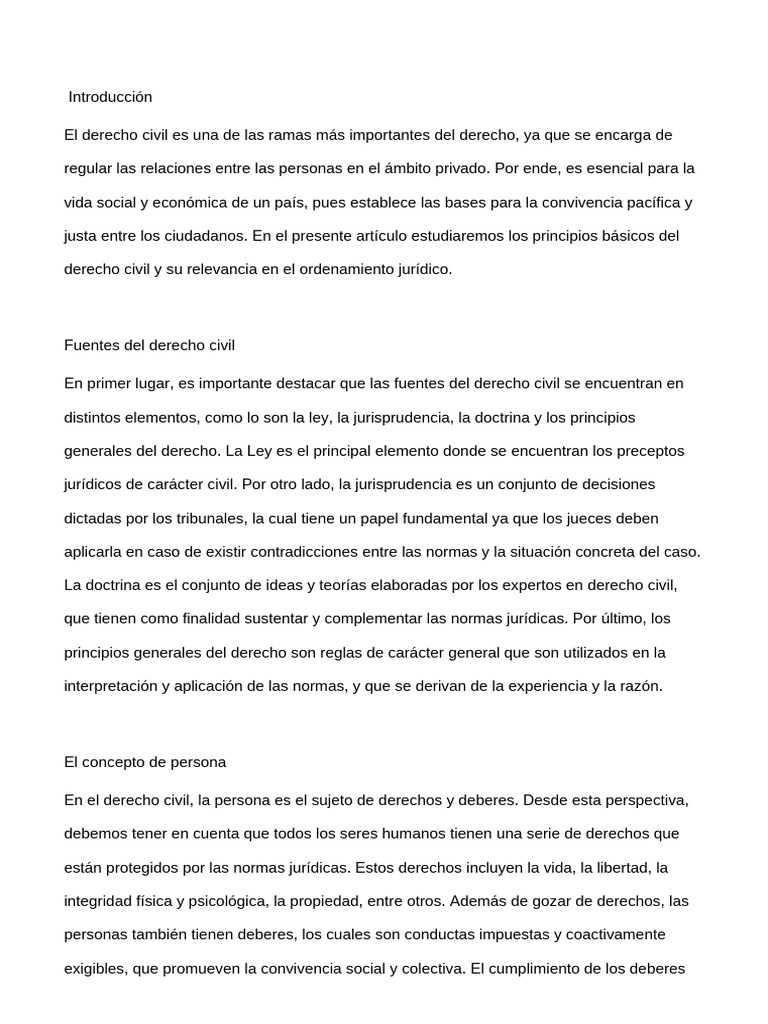 Principios del Derecho Civil y su Importancia | PDF | Familia | Derecho ...