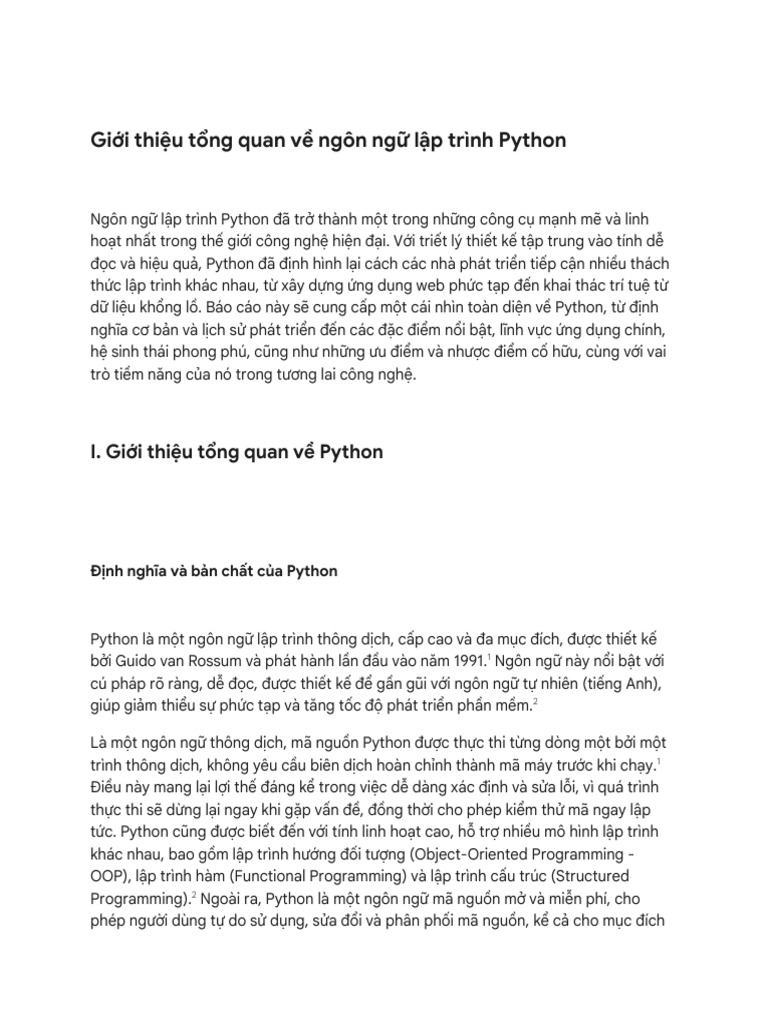 Giới Thiệu Ngôn Ngữ Python | PDF