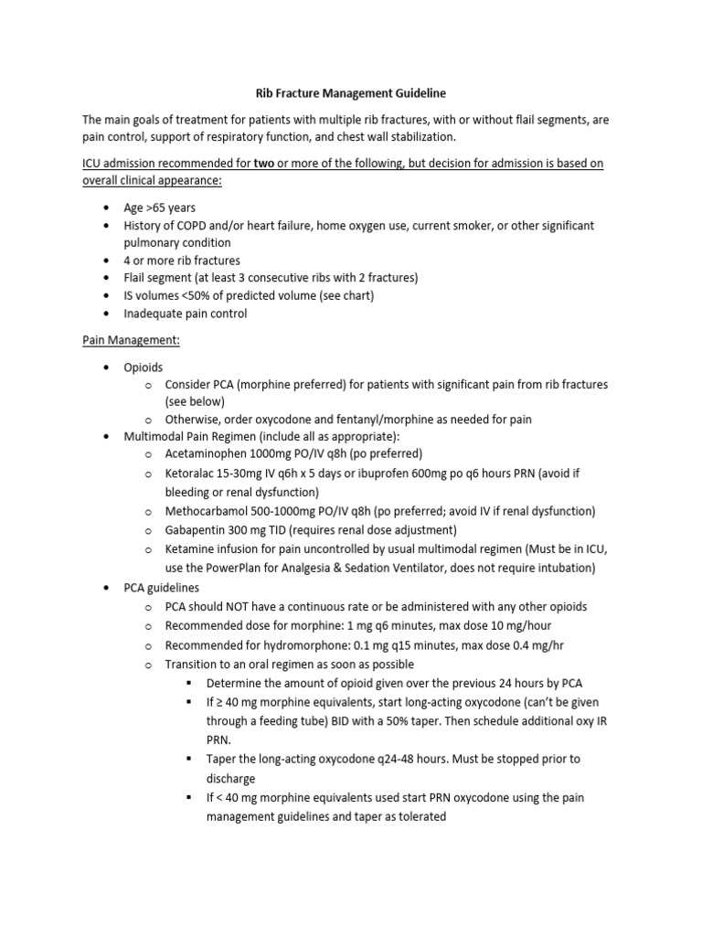 Rib Fracture Management Guidelines | PDF | Medical Emergencies ...
