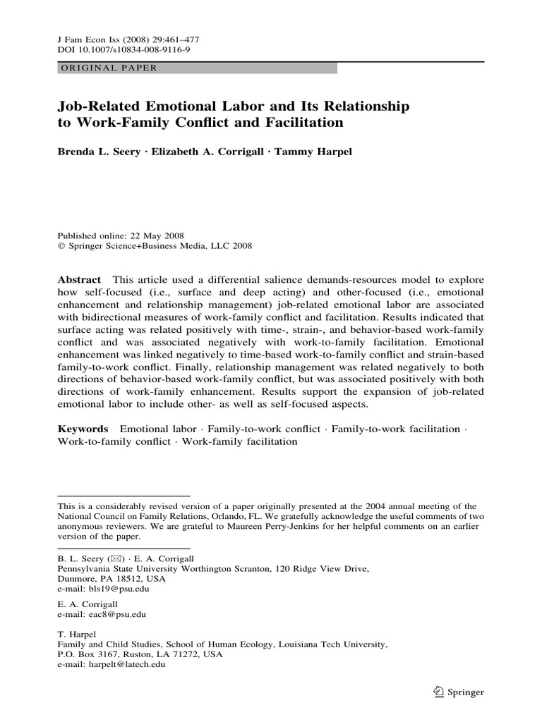 Job-Related Emotional Labor and Its Rela | PDF | Job Satisfaction ...