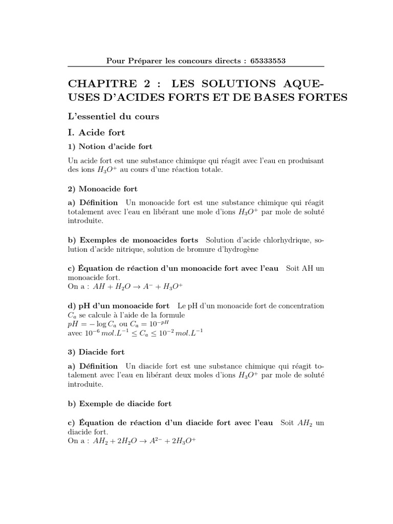 Acides et Bases Fortes en Solutions Aqueuses | PDF | Ph | Acide