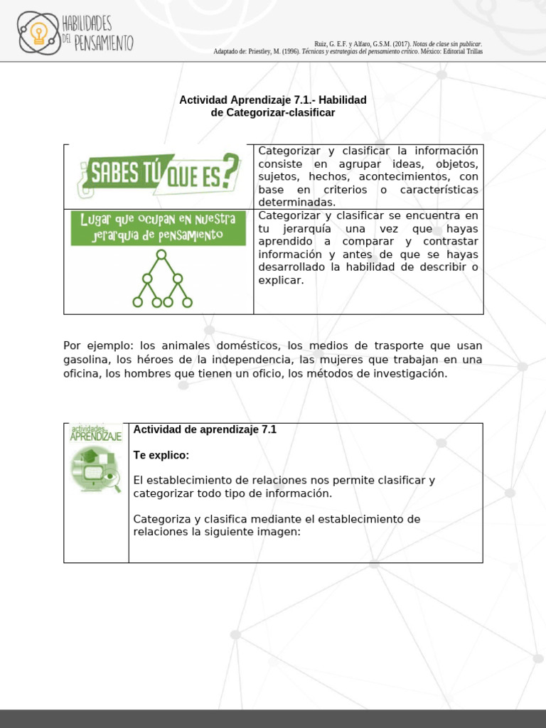 Habilidades para Clasificar Información | PDF | Aprendizaje ...