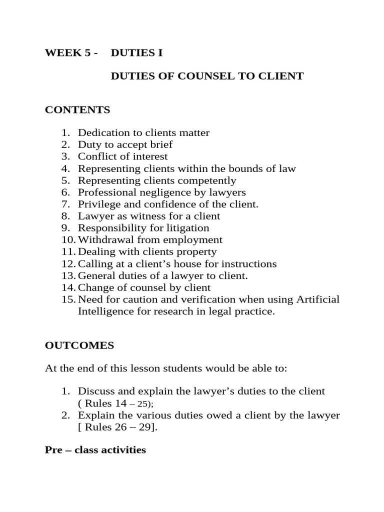Lawyer's Duties to Clients Explained | PDF
